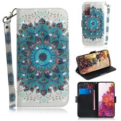 Peacock Mandala 3D Painted Leather Wallet Phone Case for Samsung Galaxy S20 FE / S20 Lite