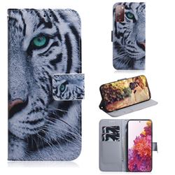 White Tiger PU Leather Wallet Case for Samsung Galaxy S20 FE / S20 Lite