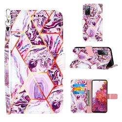 Dream Purple Stitching Color Marble Leather Wallet Case for Samsung Galaxy S20 FE / S20 Lite