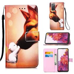 Hound Kiss Matte Leather Wallet Phone Case for Samsung Galaxy S20 FE / S20 Lite