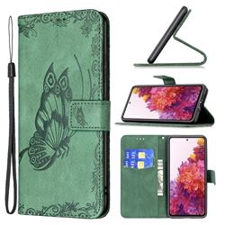 Binfen Color Imprint Vivid Butterfly Leather Wallet Case for Samsung Galaxy S20 FE / S20 Lite - Green