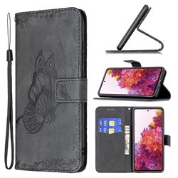 Binfen Color Imprint Vivid Butterfly Leather Wallet Case for Samsung Galaxy S20 FE / S20 Lite - Black