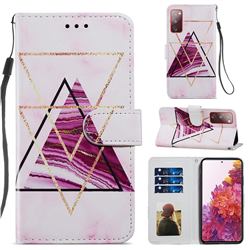 Three-color Marble Smooth Leather Phone Wallet Case for Samsung Galaxy S20 FE / S20 Lite