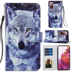 White Wolf Smooth Leather Phone Wallet Case for Samsung Galaxy S20 FE / S20 Lite