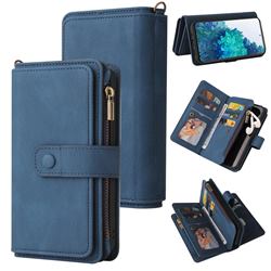 Luxury Multi-functional Zipper Wallet Leather Phone Case Cover for Samsung Galaxy S20 FE / S20 Lite - Blue