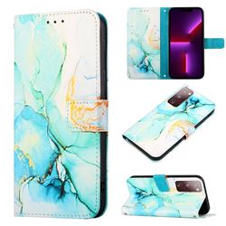 Green Illusion Marble Leather Wallet Protective Case for Samsung Galaxy S20 FE / S20 Lite