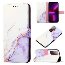 Purple White Marble Leather Wallet Protective Case for Samsung Galaxy S20 FE / S20 Lite