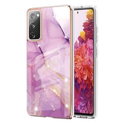 Dream Violet Electroplated Gold Frame 2.0 Thickness Plating Marble IMD Soft Back Cover for Samsung Galaxy S20 FE / S20 Lite