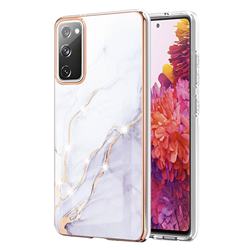 White Dreaming Electroplated Gold Frame 2.0 Thickness Plating Marble IMD Soft Back Cover for Samsung Galaxy S20 FE / S20 Lite