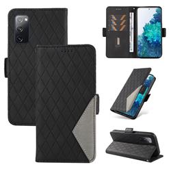 Grid Pattern Splicing Protective Wallet Case Cover for Samsung Galaxy S20 FE / S20 Lite - Black