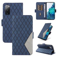 Grid Pattern Splicing Protective Wallet Case Cover for Samsung Galaxy S20 FE / S20 Lite - Blue