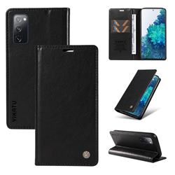 YIKATU Litchi Card Magnetic Automatic Suction Leather Flip Cover for Samsung Galaxy S20 FE / S20 Lite - Black