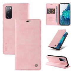 YIKATU Litchi Card Magnetic Automatic Suction Leather Flip Cover for Samsung Galaxy S20 FE / S20 Lite - Pink