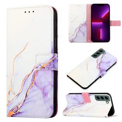 Purple White Marble Leather Wallet Protective Case for Samsung Galaxy S22