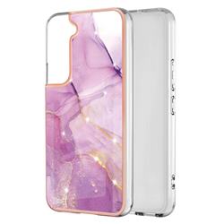 Dream Violet Electroplated Gold Frame 2.0 Thickness Plating Marble IMD Soft Back Cover for Samsung Galaxy S22