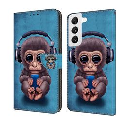 Cute Orangutan Crystal PU Leather Protective Wallet Case Cover for Samsung Galaxy S22