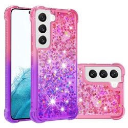 Rainbow Gradient Liquid Glitter Quicksand Sequins Phone Case for Samsung Galaxy S22 - Pink Purple