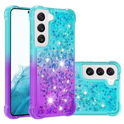 Rainbow Gradient Liquid Glitter Quicksand Sequins Phone Case for Samsung Galaxy S22 - Blue Purple