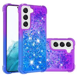 Rainbow Gradient Liquid Glitter Quicksand Sequins Phone Case for Samsung Galaxy S22 - Purple Blue