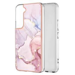Rose Gold Dancing Electroplated Gold Frame 2.0 Thickness Plating Marble IMD Soft Back Cover for Samsung Galaxy S22 Plus (S22 Pro)