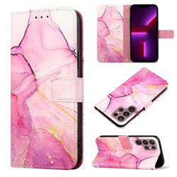 Pink Purple Marble Leather Wallet Protective Case for Samsung Galaxy S22 Ultra