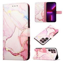 Rose Gold Marble Leather Wallet Protective Case for Samsung Galaxy S22 Ultra