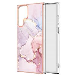 Rose Gold Dancing Electroplated Gold Frame 2.0 Thickness Plating Marble IMD Soft Back Cover for Samsung Galaxy S22 Ultra