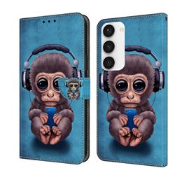 Cute Orangutan Crystal PU Leather Protective Wallet Case Cover for Samsung Galaxy S23