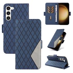 Grid Pattern Splicing Protective Wallet Case Cover for Samsung Galaxy S23 - Blue