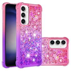 Rainbow Gradient Liquid Glitter Quicksand Sequins Phone Case for Samsung Galaxy S23 FE - Pink Purple