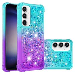 Rainbow Gradient Liquid Glitter Quicksand Sequins Phone Case for Samsung Galaxy S23 FE - Blue Purple