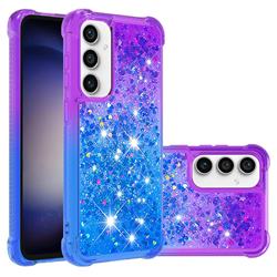 Rainbow Gradient Liquid Glitter Quicksand Sequins Phone Case for Samsung Galaxy S23 FE - Purple Blue
