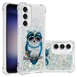 Sweet Gray Owl Dynamic Liquid Glitter Sand Quicksand Star TPU Case for Samsung Galaxy S23 FE
