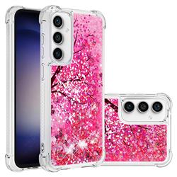 Pink Cherry Blossom Dynamic Liquid Glitter Sand Quicksand Star TPU Case for Samsung Galaxy S23 FE