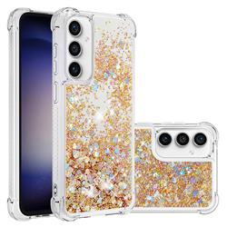 Dynamic Liquid Glitter Sand Quicksand TPU Case for Samsung Galaxy S23 FE - Rose Gold Love Heart