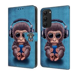 Cute Orangutan Crystal PU Leather Protective Wallet Case Cover for Samsung Galaxy S23 Plus