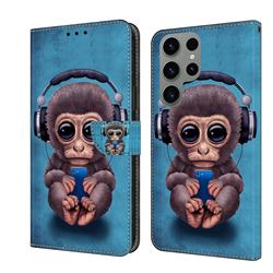 Cute Orangutan Crystal PU Leather Protective Wallet Case Cover for Samsung Galaxy S23 Ultra