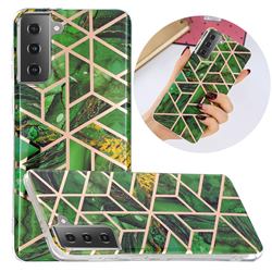 Green Rhombus Galvanized Rose Gold Marble Phone Back Cover for Samsung Galaxy S21 / Galaxy S30