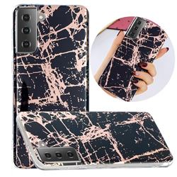 Black Galvanized Rose Gold Marble Phone Back Cover for Samsung Galaxy S21 / Galaxy S30