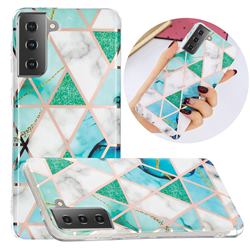 Green White Galvanized Rose Gold Marble Phone Back Cover for Samsung Galaxy S21 / Galaxy S30