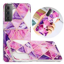 Purple Dream Triangle Painted Marble Electroplating Protective Case for Samsung Galaxy S21