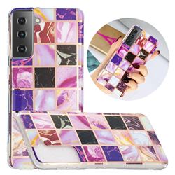 Square Puzzle Painted Marble Electroplating Protective Case for Samsung Galaxy S21