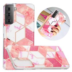 Cherry Glitter Painted Marble Electroplating Protective Case for Samsung Galaxy S21