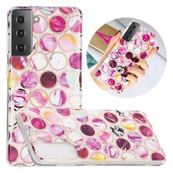 Round Puzzle Painted Marble Electroplating Protective Case for Samsung Galaxy S21
