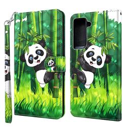 Climbing Bamboo Panda 3D Painted Leather Wallet Case for Samsung Galaxy S21 / Galaxy S30