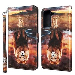 Fantasy Lion 3D Painted Leather Wallet Case for Samsung Galaxy S21 / Galaxy S30