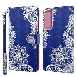 White Lace 3D Painted Leather Wallet Case for Samsung Galaxy S21 / Galaxy S30