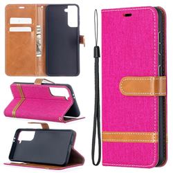 Jeans Cowboy Denim Leather Wallet Case for Samsung Galaxy S21 / Galaxy S30 - Rose
