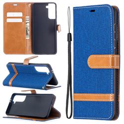 Jeans Cowboy Denim Leather Wallet Case for Samsung Galaxy S21 / Galaxy S30 - Sapphire