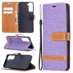 Jeans Cowboy Denim Leather Wallet Case for Samsung Galaxy S21 / Galaxy S30 - Purple